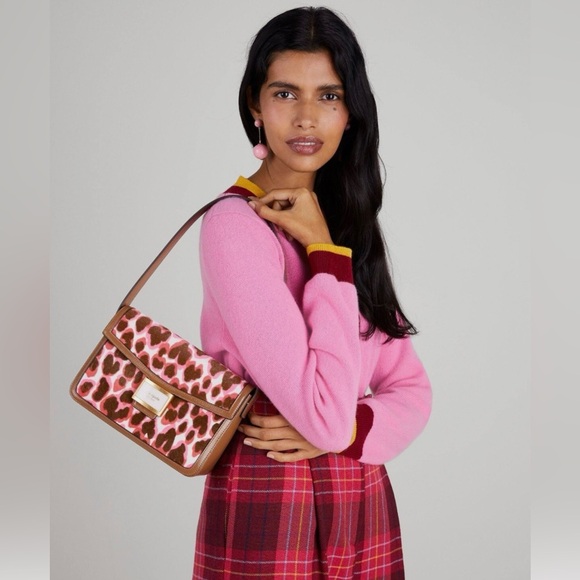 kate spade Handbags - Kate Spade Katy Shoulder Pink Leopard Calf Hair Brown Leather K8969 Leopardo